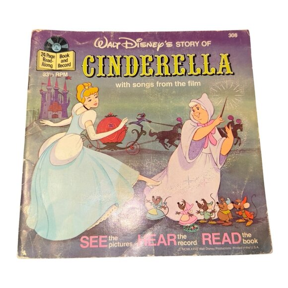 Walt Disney Cinderella Book  #308 Vintage 1977 ** BOOK ONLY ** - Picture 1 of 5